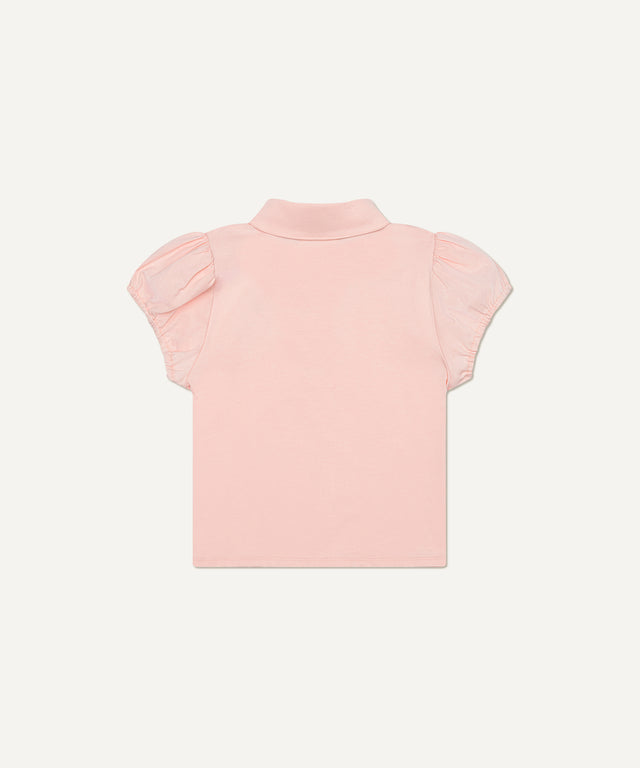 Puff-Sleeved Polo in Pink