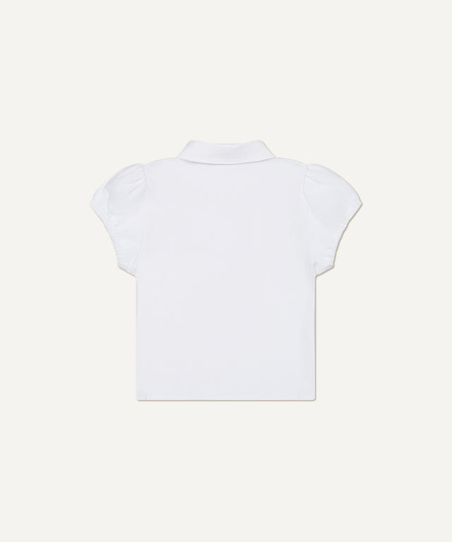 Puff-Sleeved Polo in White
