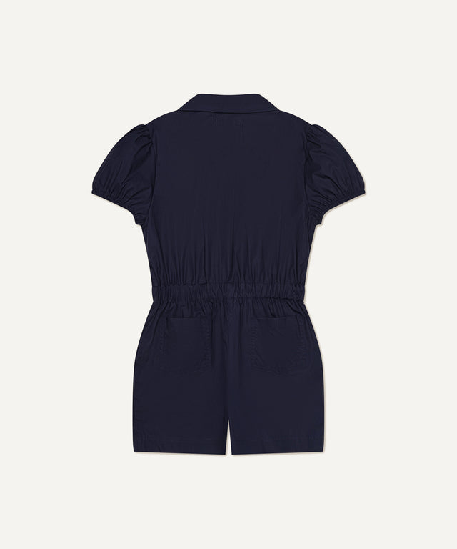 Poplin Romper in Navy