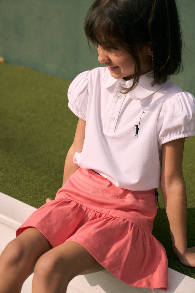 Puff-Sleeved Polo in White