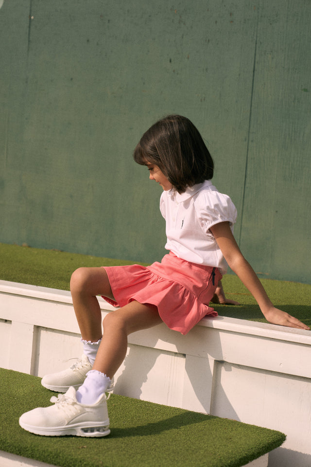 Puff-Sleeved Polo in White