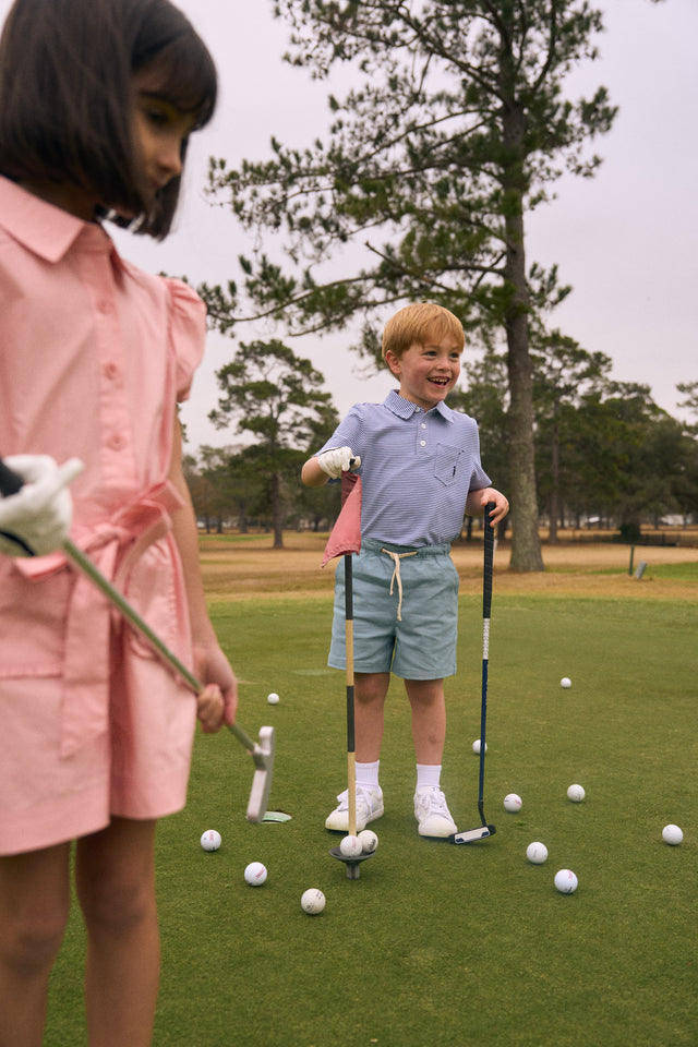 Classic Polo in Light Blue & White Stripe
