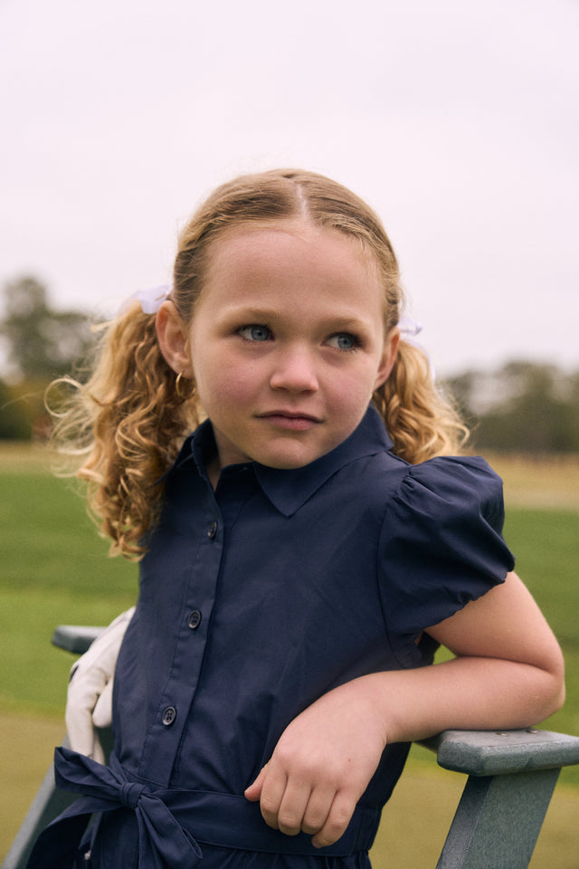 Poplin Romper in Navy