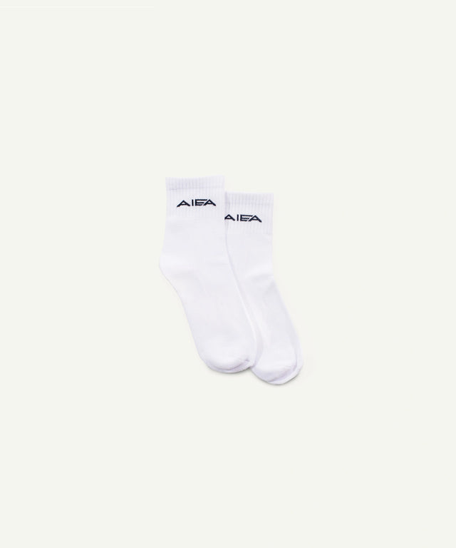 AIEA Golf white ankle socks for fashionable womens golf clothing with logo detail