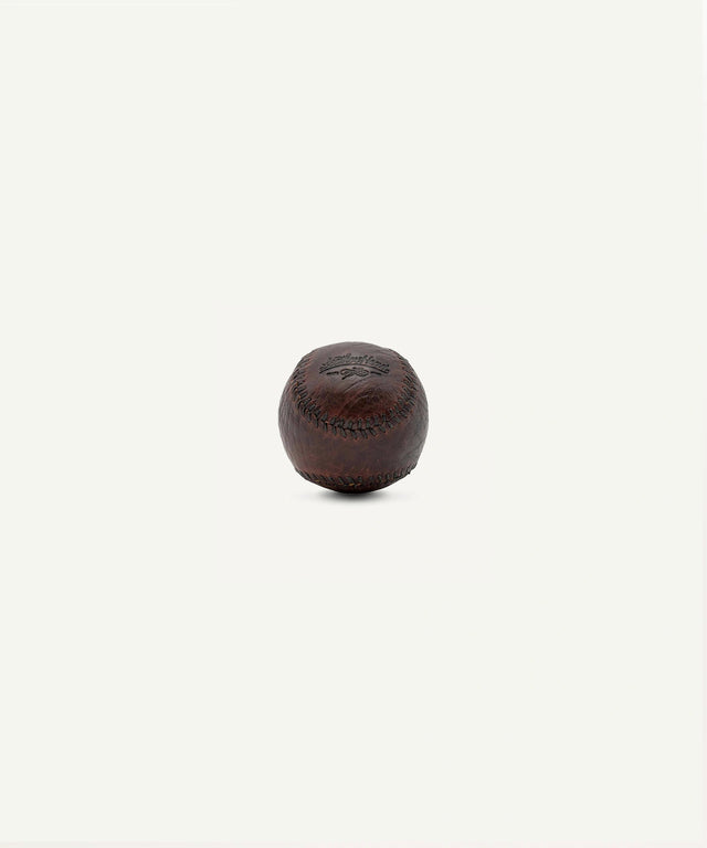 Leather Head Sports bison leather figure 8 ball in dark brown with detailed stitching and embossed logo