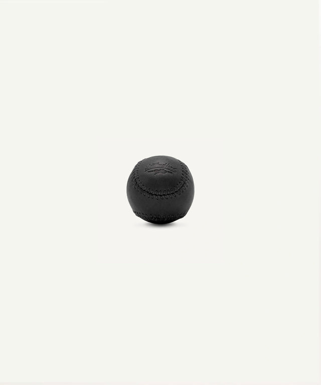 Black leather 8 ball baseball from Leather Head Sports with detailed stitching and textured surface