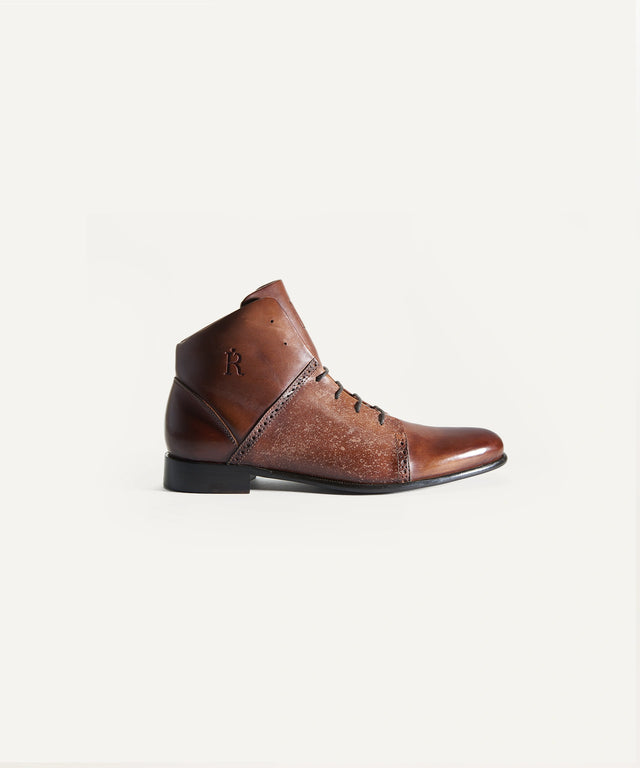 Handcrafted brown premium leather dress shoes by The Rafter Club with lace-up design and polished finish