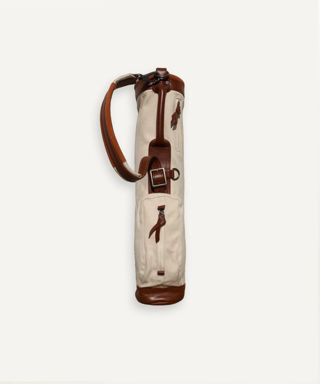 Little Sundays Golf beige and brown kids golf bag designed for easy carrying of kids golf clubs