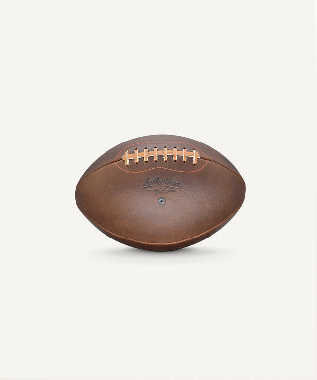 Leather Head Sports leather watermelon football in brown with classic laces and premium leather texture