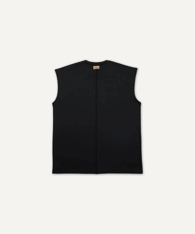 Black sleeveless shirt from Solstice Athletics made with premium workout clothing fabric