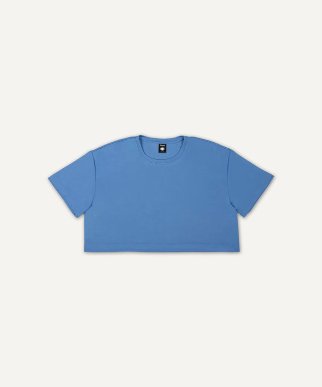 Solstice Athletics blue cropped t-shirt from premium workout clothing collection