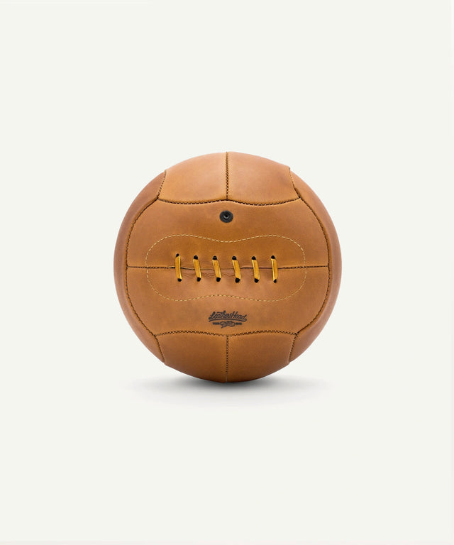 Leather Head Sports 1930 World Cup replica soccer ball in vintage brown leather design