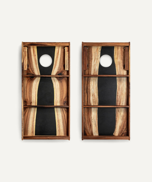 Resin & Wood Classic Cornhole Set - Live Edge River Collection - Huyck House Premium Sporting Goods