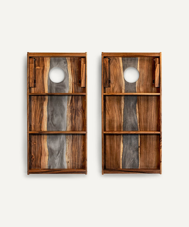 Resin & Wood Classic Cornhole Set - Live Edge River Collection - Huyck House Premium Sporting Goods