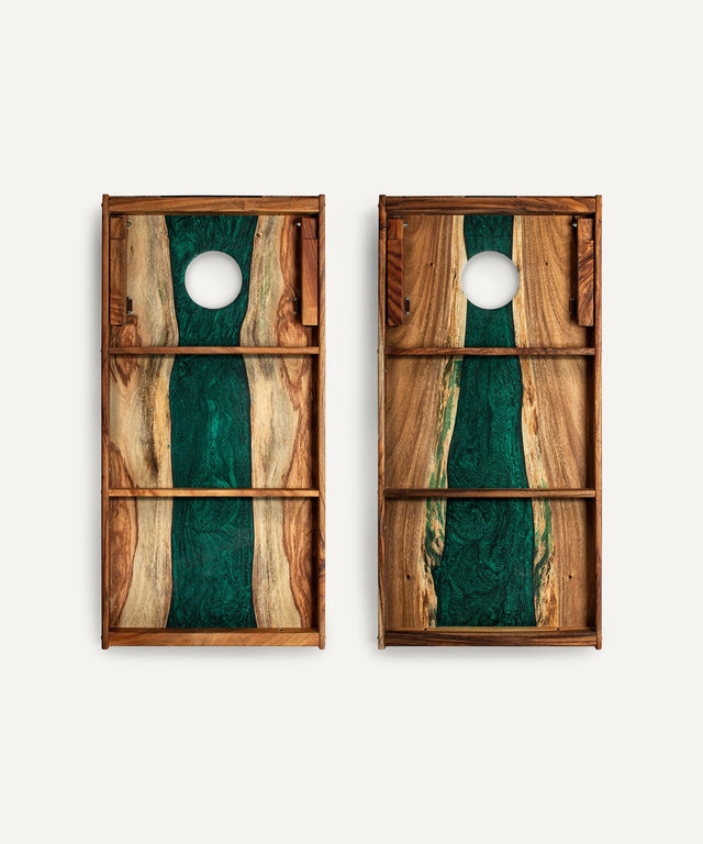 Resin & Wood Classic Cornhole Set - Live Edge River Collection - Huyck House Premium Sporting Goods