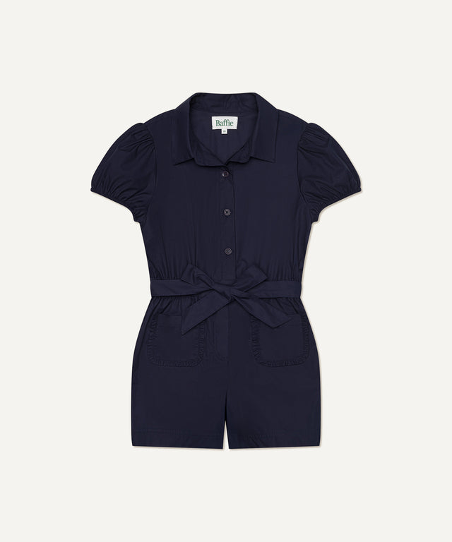 Poplin Romper in Navy
