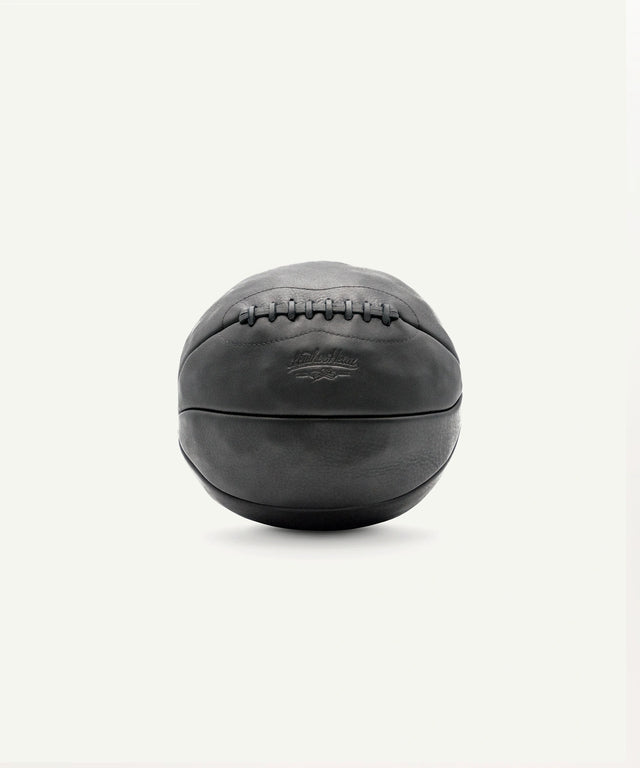 Leather Head Sports 8 lb black medicine ball made of durable leather for strength training
