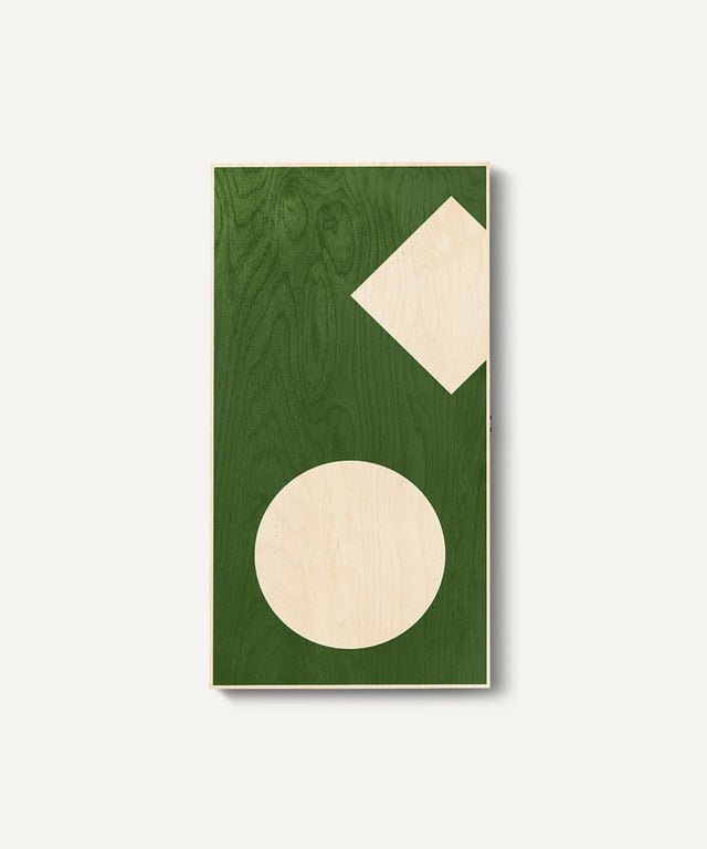 Aesthetic ping pong table tennis art piece with green background and geometric shapes