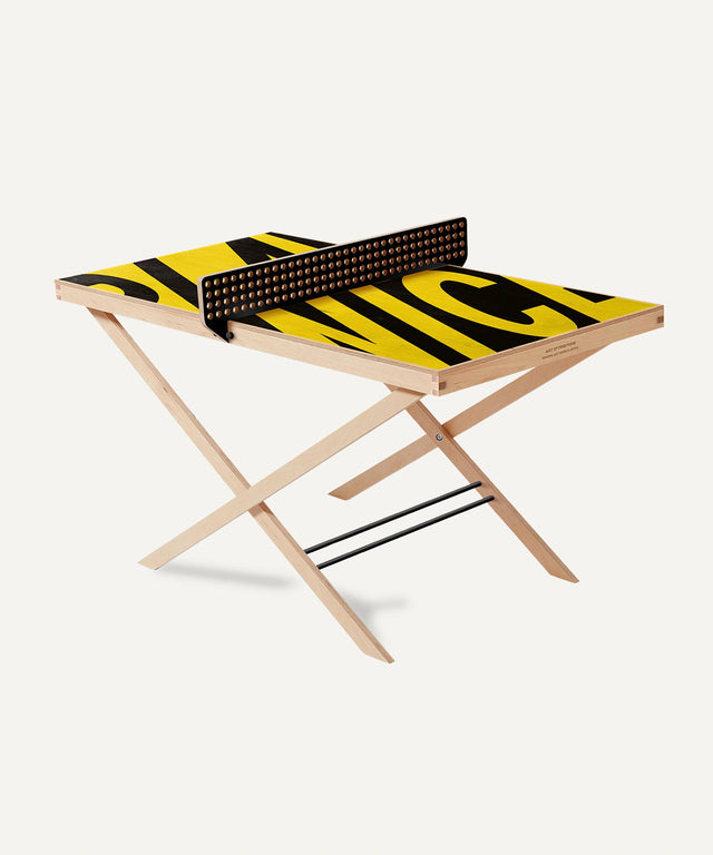Aesthetic ping pong table tennis artwork by Art of Ping Pong featuring bold yellow and black design