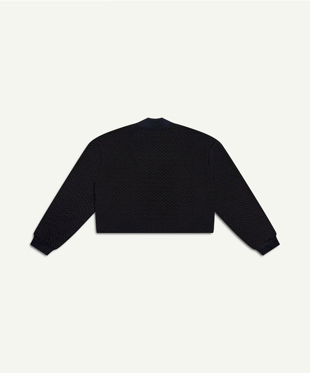 AIEA Golf black quilted long sleeve jacket representing fashionable womens golf clothing