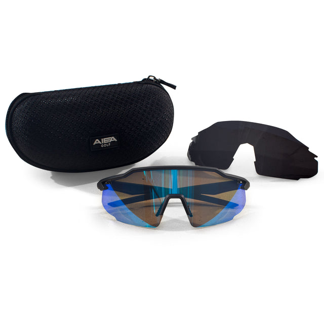 AIEA Golf fashionable womens golf sunglasses with interchangeable lenses and black protective case