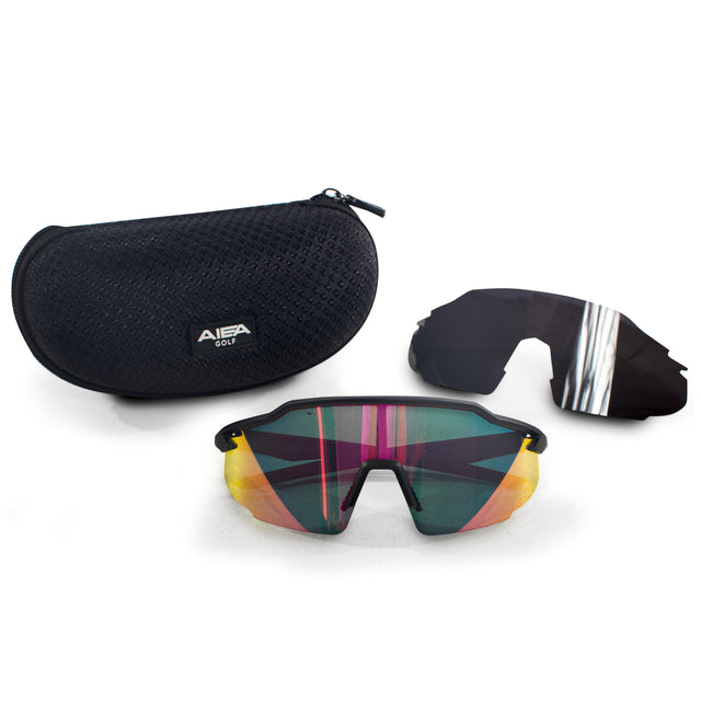 AIEA Golf fashionable womens golf sunglasses with colorful lenses and protective black carrying case
