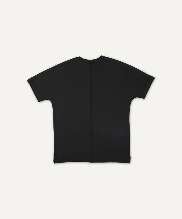 Solstice Athletics black t-shirt made from breathable premium workout clothing fabric