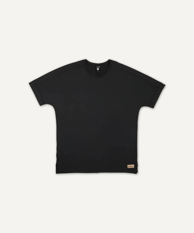 Solstice Athletics black short sleeve shirt made of premium workout clothing fabric