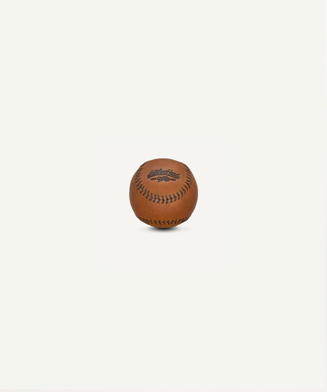 Leather Head Sports bourbon leather baseball with classic stitching and embossed logo