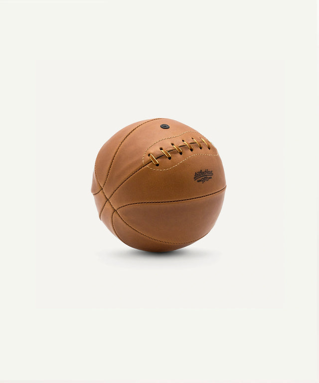 Leather Head Sports bourbon old fashioned mini basketball in brown leather with stitched details