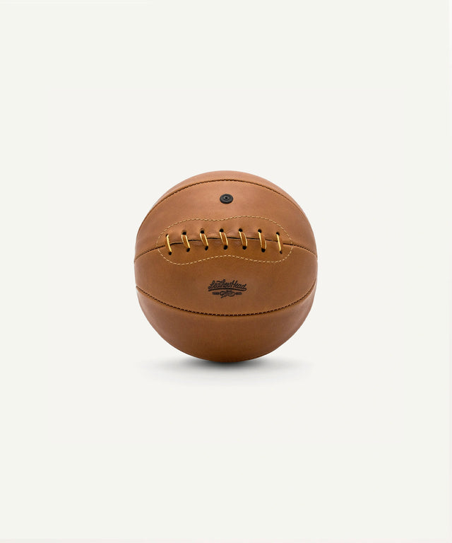 Leather Head Sports bourbon old fashioned mini basketball in brown leather with stitched details