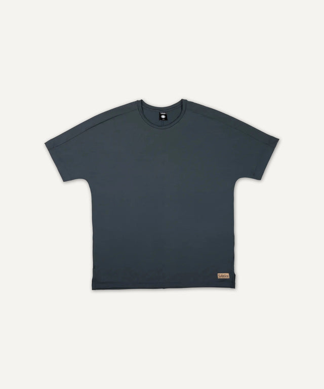 Solstice Athletics dark gray crew neck t-shirt made from premium workout clothing fabric