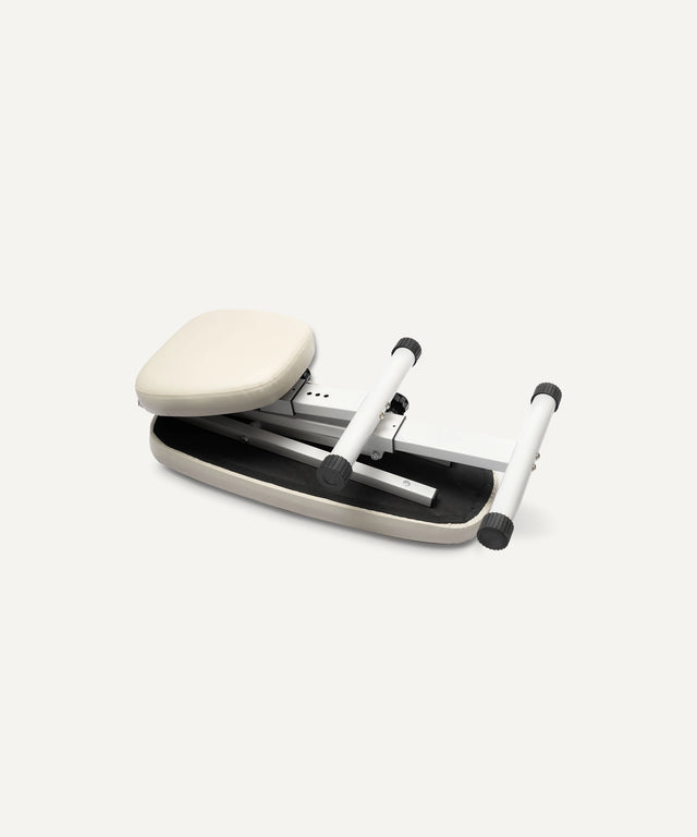 WeGym adjustable fitness bench in white and black with padded seat and sturdy frame