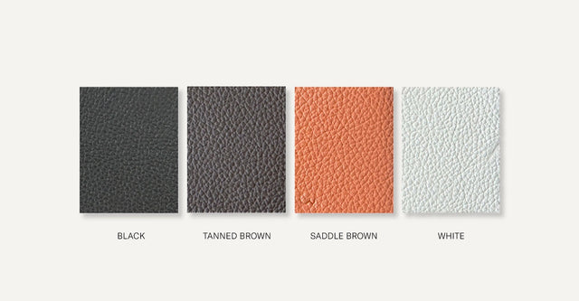 Fysik Gear leather color options in black, tanned brown, saddle brown, and white for high-end home gym design