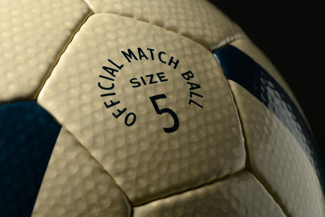 Close-up of Hayworth Athletic official match size 5 standard model soccer ball with textured surface