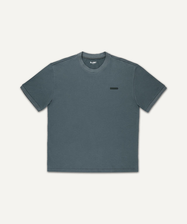 Kadet Henrik pique tee for men in slate blue with short sleeves and crew neck