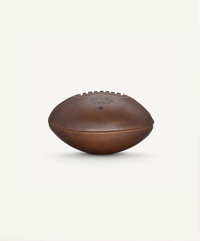 Leather Head Sports Horween leather football with classic brown finish and white laces