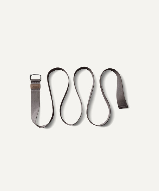 WeGym stretch strap for stretching in grey with multiple loops and metal buckle for flexibility
