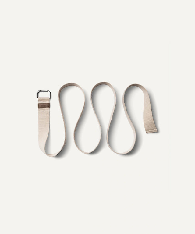 WeGym beige stretch strap for stretching with metal buckle for flexibility exercises