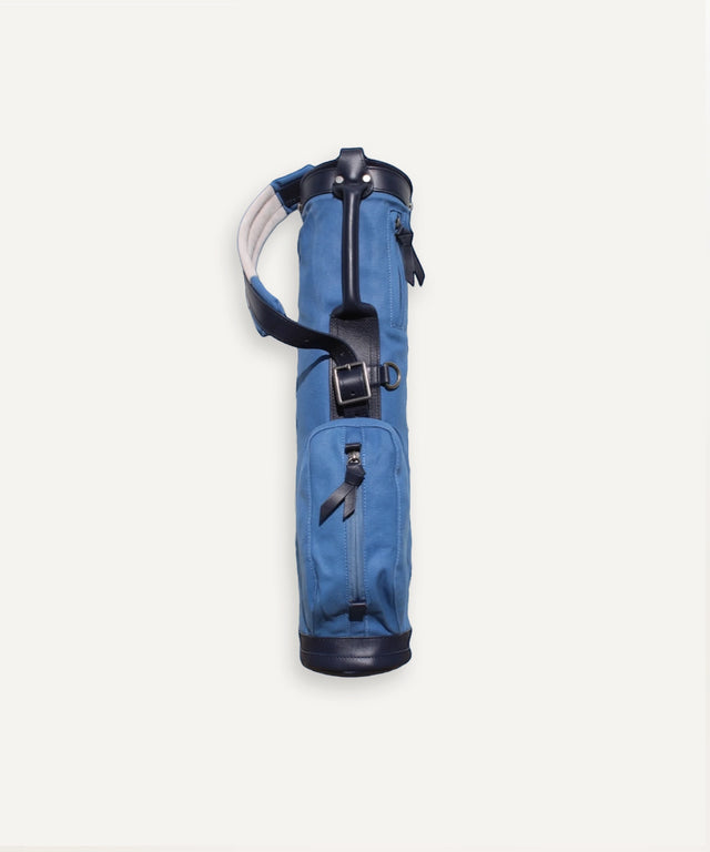 Little Sundays Golf kids golf bag in blue designed for carrying kids golf clubs with comfortable strap