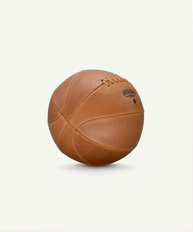 Leather Head Sports leather old fashioned basketball with vintage stitched design on white background