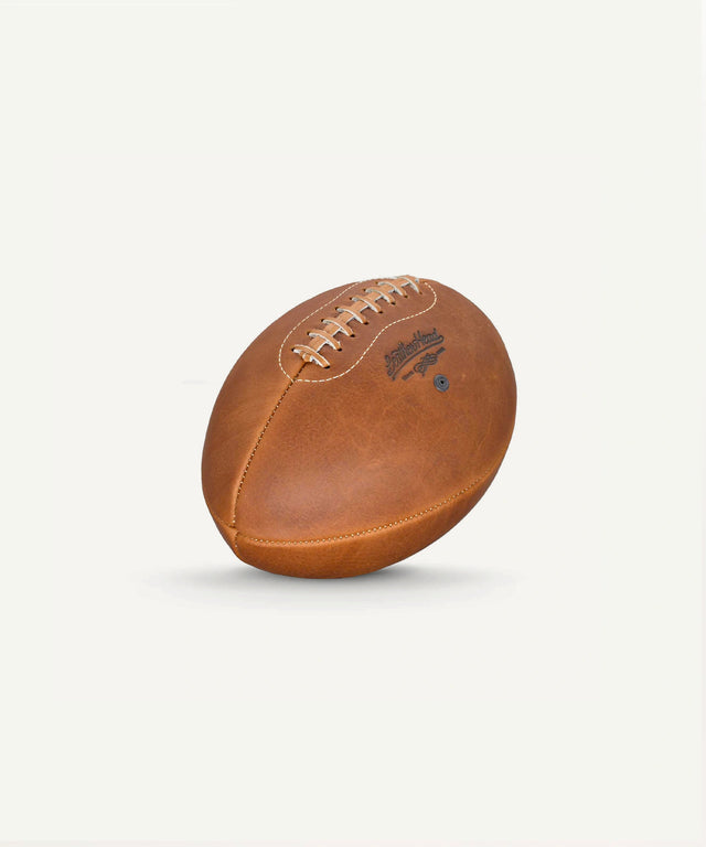 Leather Head Sports leather watermelon football with classic brown leather and white laces