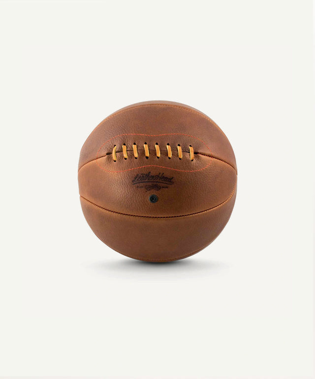 Leather Head Sports Naismith basketball for sale vintage brown leather with stitched lace design