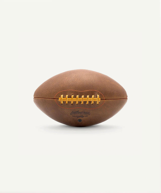 Leather Head Sports premium leather football with stitched laces and textured surface