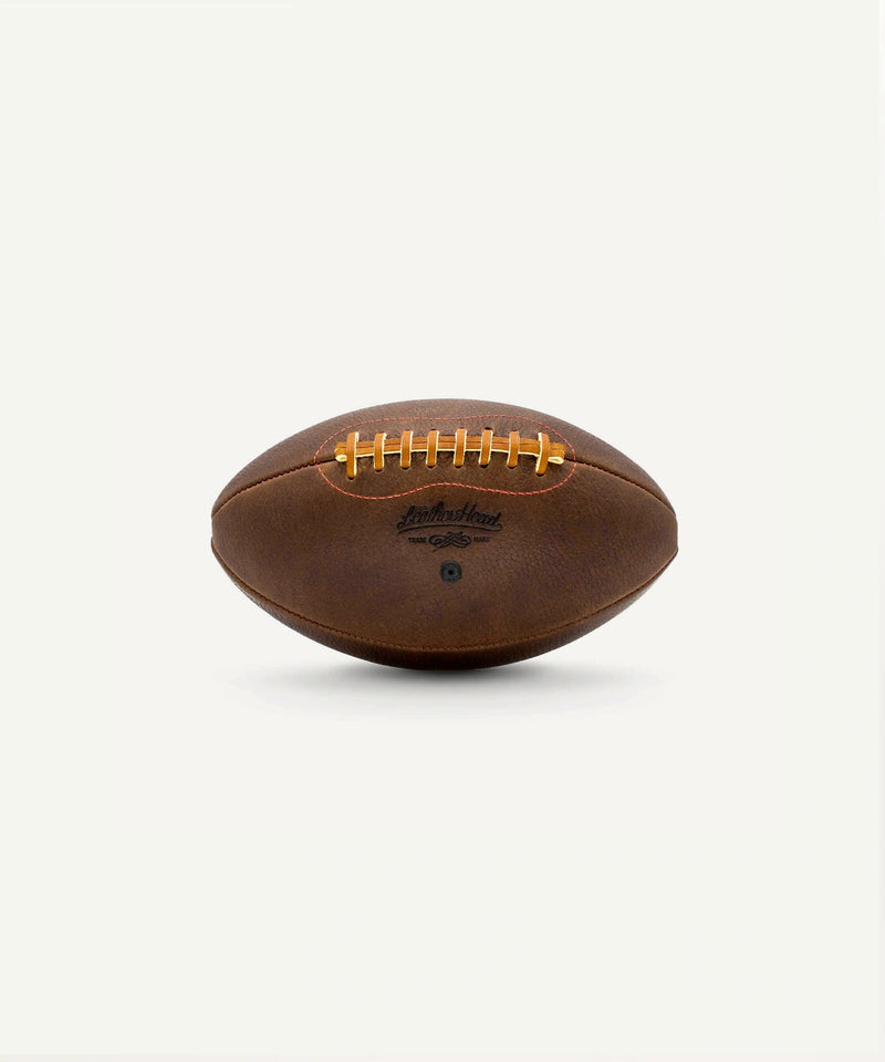 Leather Head Sports premium leather football with classic brown design and yellow laces