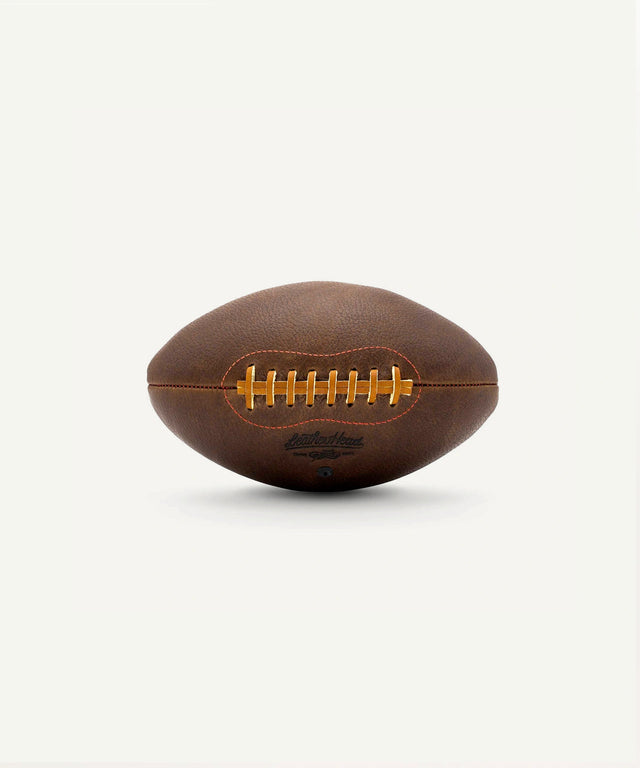 Leather Head Sports premium leather football with classic brown design and yellow laces