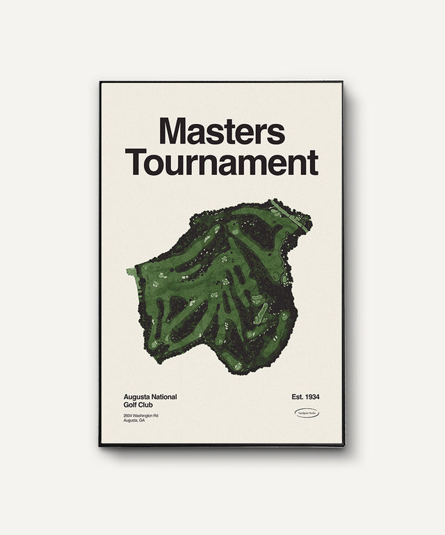 Masters Tournament memorabilia art print by Sandgrain Studio featuring Augusta National Golf Club map