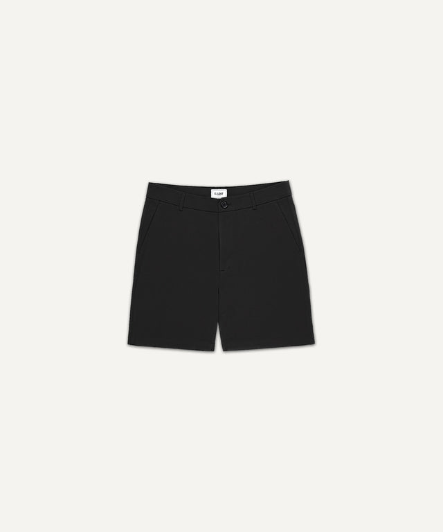 Kadet black men's chino shorts with button closure and side pockets on a white background