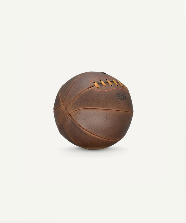 Leather Head Sports mini leather basketball in brown with vintage lacing design