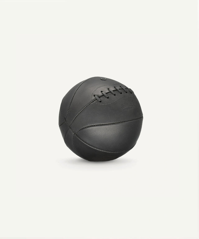 Leather Head Sports black onyx mini basketball with stitched leather panels and laces